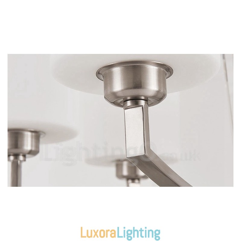 Designer Touch Decorative 6 Lights Modern Chrome Pendant Light Indoor Chandelier Home Hanging Lighting Lamps Fixtures with Glass Shades