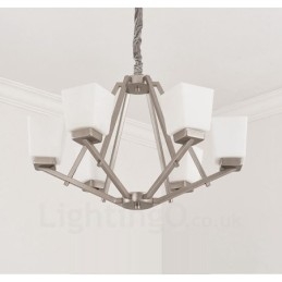 Designer Touch Decorative 6 Lights Chrome Pendant Light Indoor Modern Chandelier Home Hanging Lighting Lamps Fixtures with Glass Shades