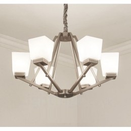 Designer Touch Decorative 6 Lights Chrome Pendant Light Indoor Modern Chandelier Home Hanging Lighting Lamps Fixtures with Glass Shades