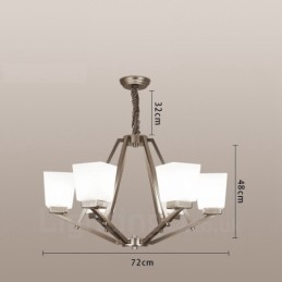 Designer Touch Decorative 6 Lights Chrome Pendant Light Indoor Modern Chandelier Home Hanging Lighting Lamps Fixtures with Glass Shades