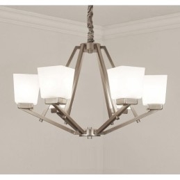 Designer Touch Decorative 6 Lights Chrome Pendant Light Indoor Modern Chandelier Home Hanging Lighting Lamps Fixtures with Glass Shades