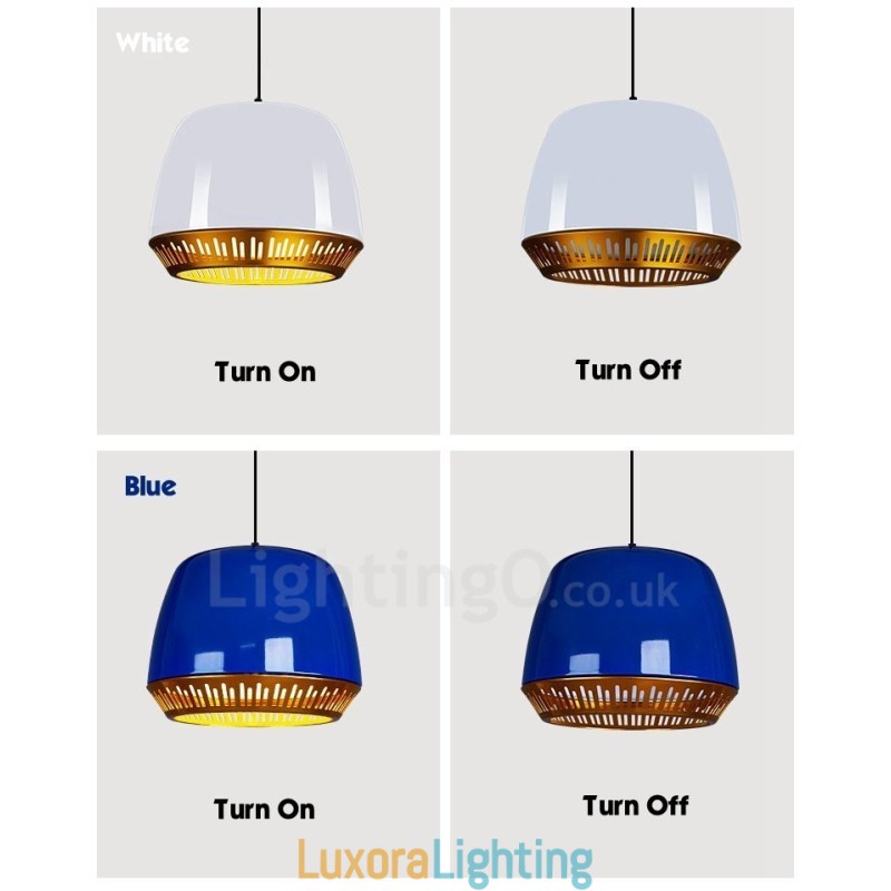 Designer Touch Decorative 1 Light Modern Contemporary Pendant Light with Black White Red Blue Shade