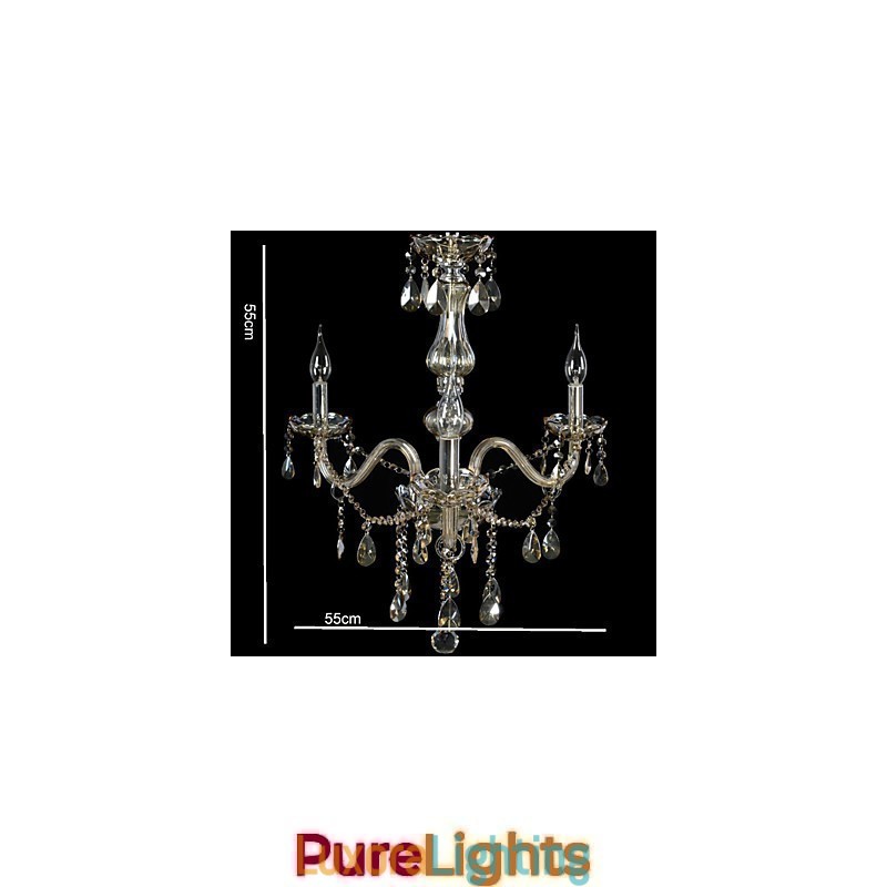 Designer Touch Decorative 3 Lights Luxury Crystal Chandelier Cognac Color K9 Crystal Chandelier