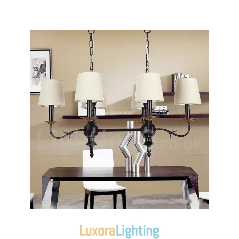Designer Touch Decorative 6 Light Rustic Retro Black Candle Style Chandelier