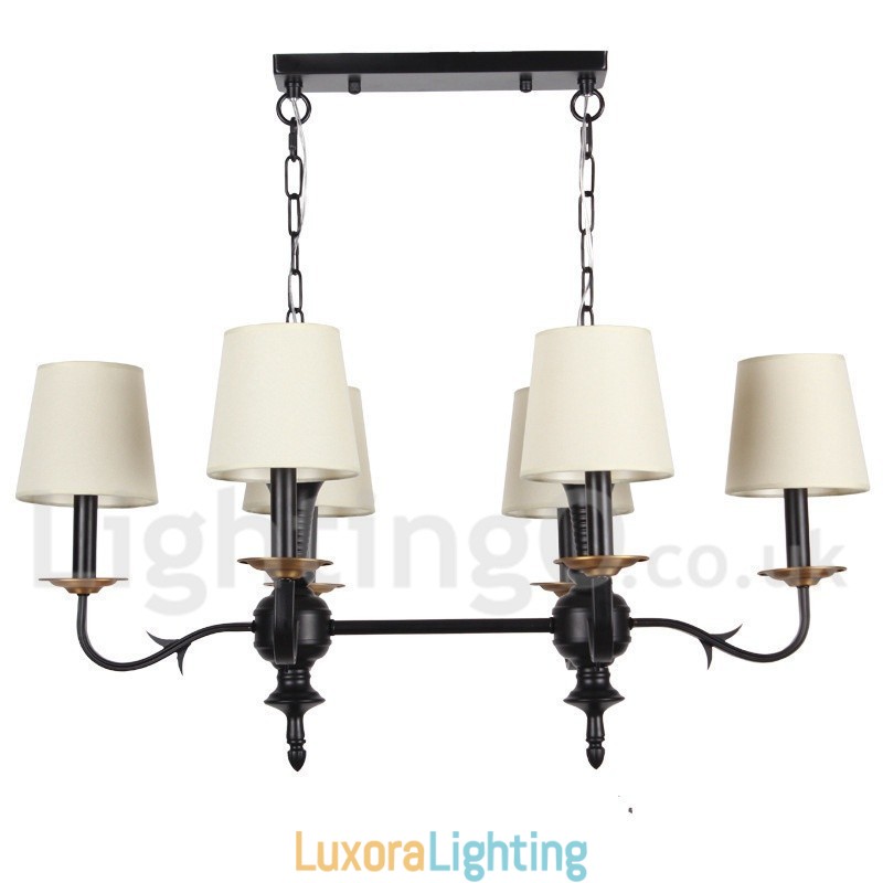 Designer Touch Decorative 6 Light Rustic Retro Black Candle Style Chandelier