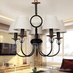 Designer Touch Decorative 5 Light Rustic Retro Black Mediterranean Style Contemporary Candle Style Chandelier