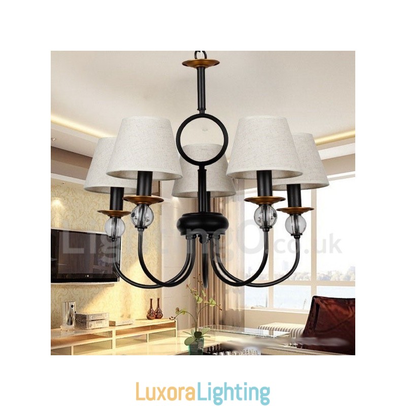 Designer Touch Decorative 5 Light Rustic Retro Black Mediterranean Style Contemporary Candle Style Chandelier