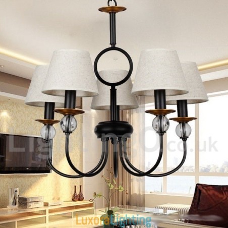 Designer Touch Decorative 5 Light Rustic Retro Black Mediterranean Style Contemporary Candle Style Chandelier