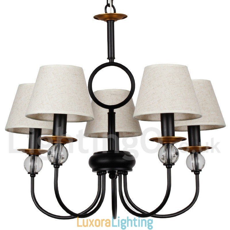 Designer Touch Decorative 5 Light Rustic Retro Black Mediterranean Style Contemporary Candle Style Chandelier