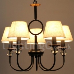 Designer Touch Decorative 5 Light Rustic Retro Black Mediterranean Style Contemporary Candle Style Chandelier