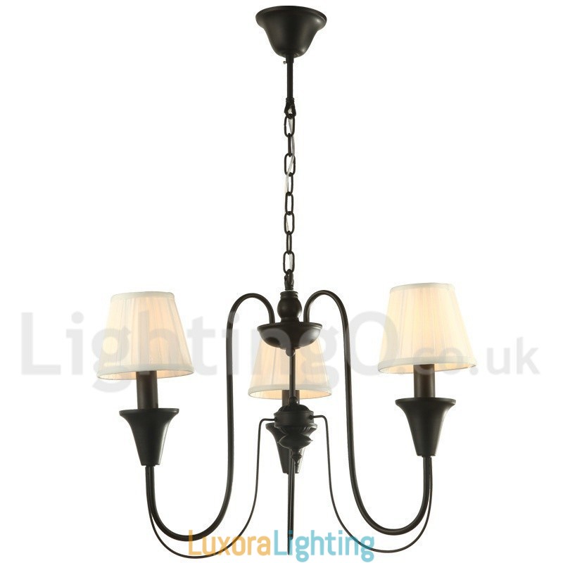Designer Touch Decorative 3 Light Black Retro Candle Style Chandelier