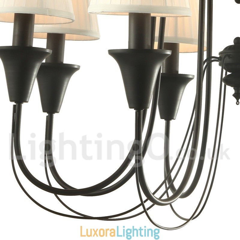 Designer Touch Decorative 8 Light Black Retro Candle Style Chandelier