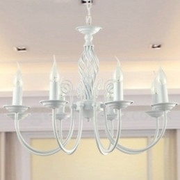 Designer Touch Decorative 8 Light Contemporary Retro White Candle Style Chandelier