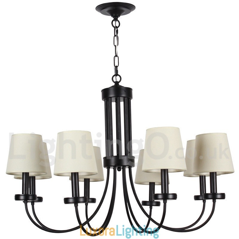 Designer Touch Decorative 8 Light Retro Contemporary Black Candle Style Chandelier