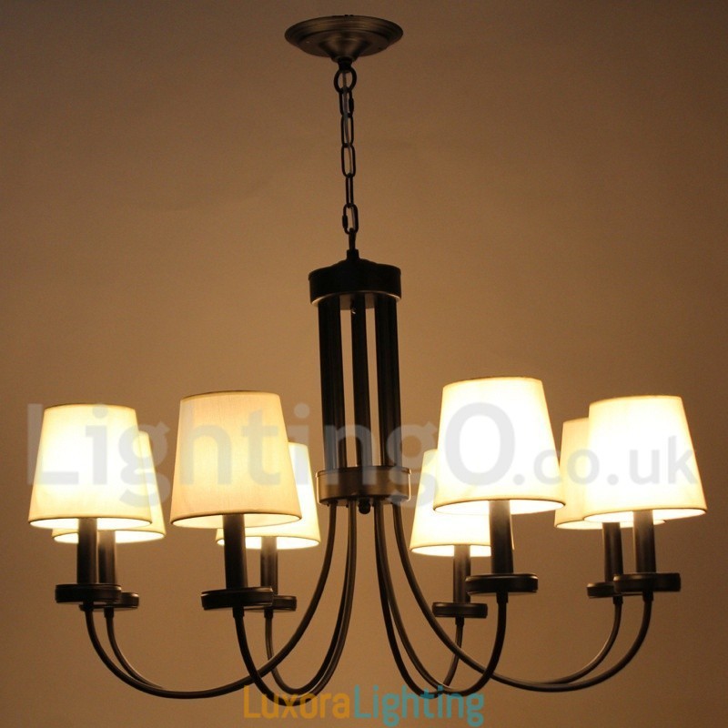 Designer Touch Decorative 8 Light Retro Contemporary Black Candle Style Chandelier