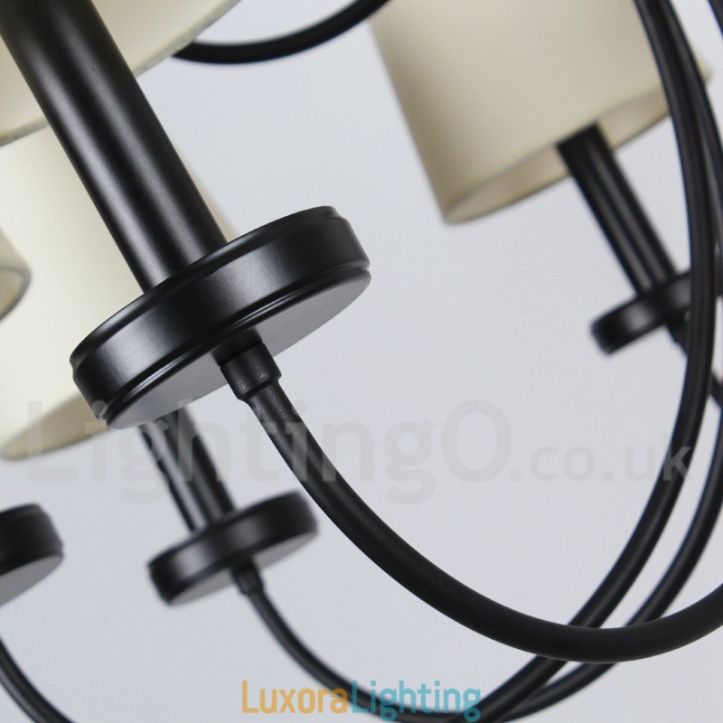 Designer Touch Decorative 8 Light Retro Contemporary Black Candle Style Chandelier