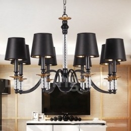 Designer Touch Decorative 8 Light Black Retro Candle Style Chandelier