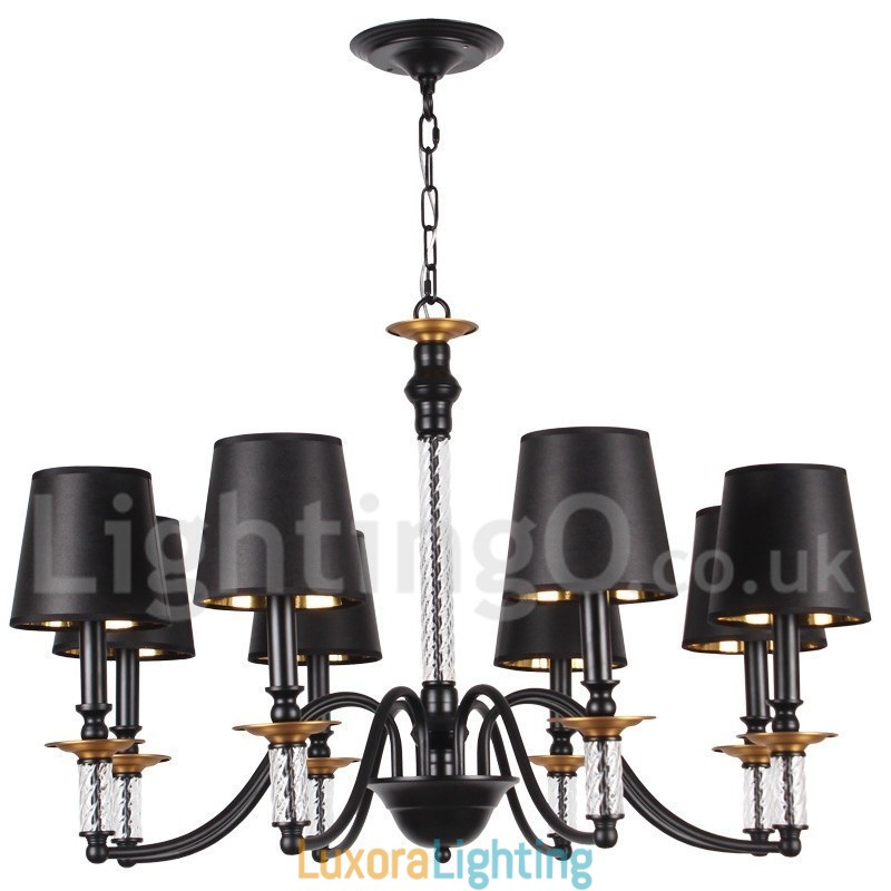 Designer Touch Decorative 8 Light Black Retro Candle Style Chandelier
