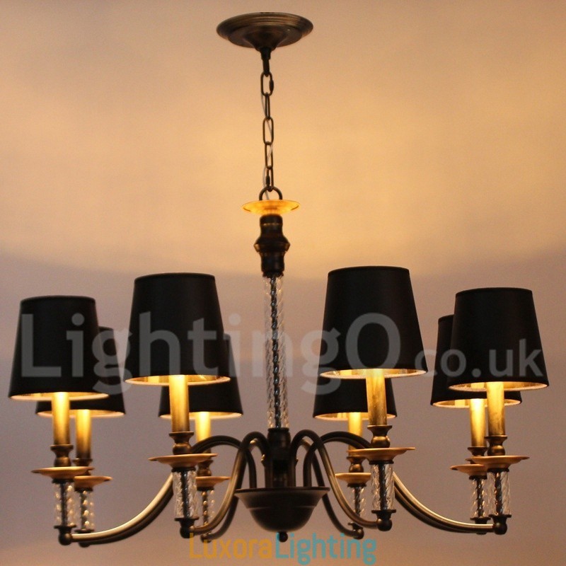 Designer Touch Decorative 8 Light Black Retro Candle Style Chandelier