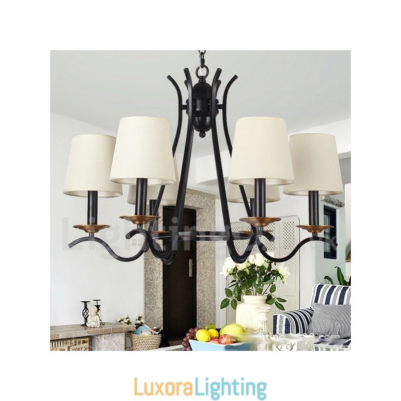 Designer Touch Decorative 6 Light Black Retro Contemporary Candle Style Chandelier