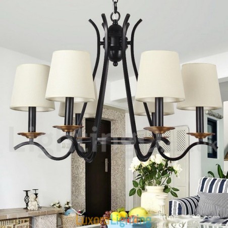 Designer Touch Decorative 6 Light Black Retro Contemporary Candle Style Chandelier