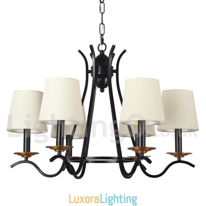 Designer Touch Decorative 6 Light Black Retro Contemporary Candle Style Chandelier