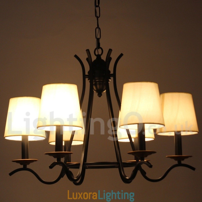 Designer Touch Decorative 6 Light Black Retro Contemporary Candle Style Chandelier