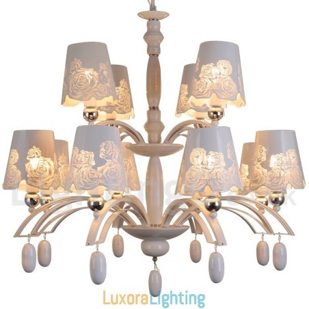 Designer Touch Decorative 12 Light Rustic Retro Black 2 Tier Large Chandelier Candle Style Chandelier