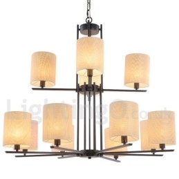 Designer Touch Decorative 12 Light Rustic Retro Black 2 Tier Large Chandelier Candle Style Chandelier