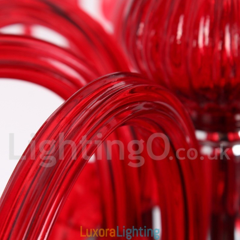 Designer Touch Decorative 8 Light Red K9 Crystal Candle Style Chandelier