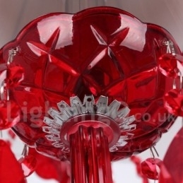 Designer Touch Decorative 8 Light Red K9 Crystal Candle Style Chandelier