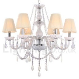 Designer Touch Decorative 6 Light White K9 Crystal Candle Style Chandelier