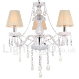 Designer Touch Decorative 3 Light White K9 Crystal Candle Style Chandelier