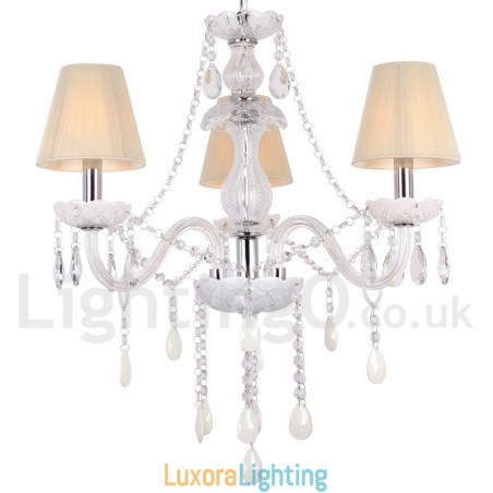 Designer Touch Decorative 3 Light White K9 Crystal Candle Style Chandelier
