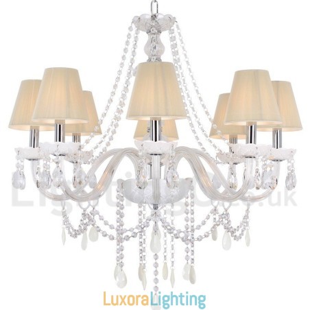 Designer Touch Decorative 8 Light White K9 Crystal Candle Style Chandelier