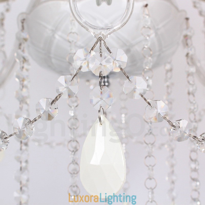Designer Touch Decorative 8 Light White K9 Crystal Candle Style Chandelier