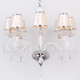 Designer Touch Decorative 8 Light White Contemporary K9 Crystal Candle Style Chandelier