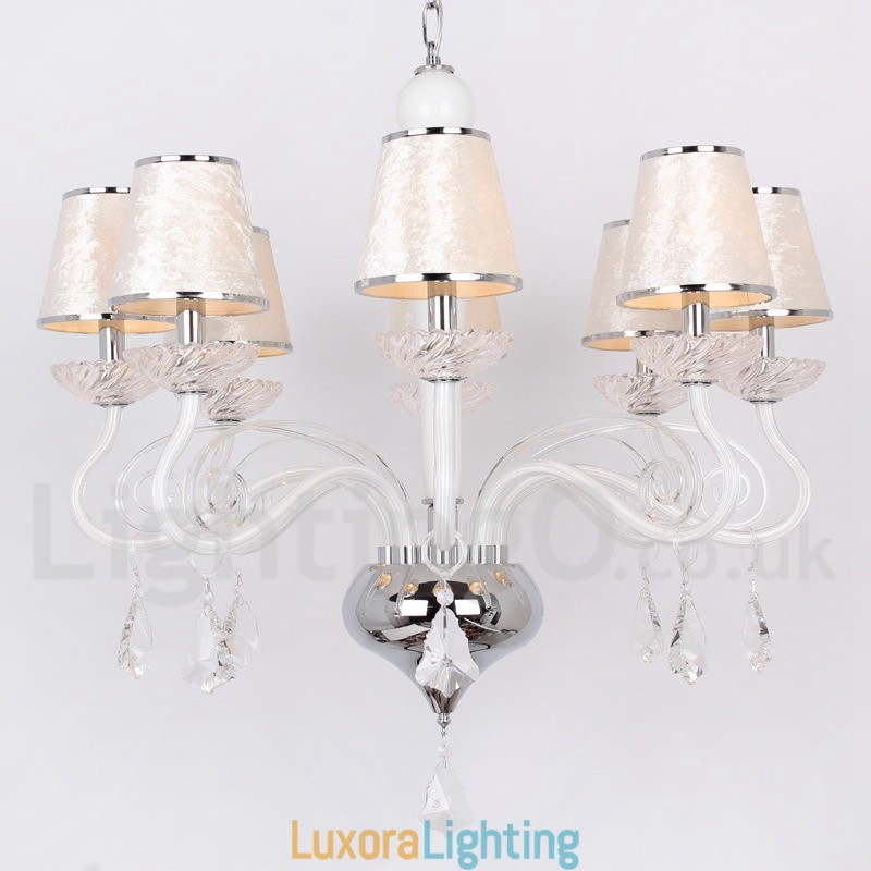 Designer Touch Decorative 8 Light White Contemporary K9 Crystal Candle Style Chandelier