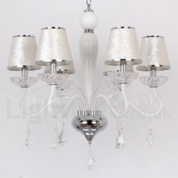 Designer Touch Decorative 6 Light White Contemporary K9 Crystal Candle Style Chandelier