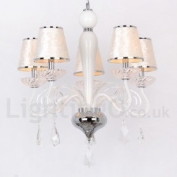 Designer Touch Decorative 5 Light White Contemporary K9 Crystal Candle Style Chandelier