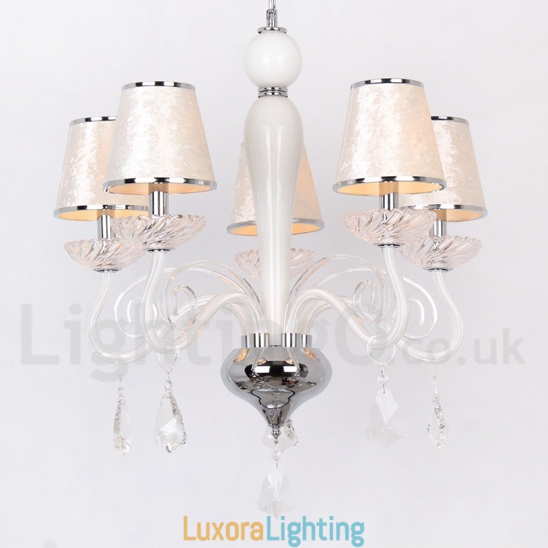 Designer Touch Decorative 5 Light White Contemporary K9 Crystal Candle Style Chandelier