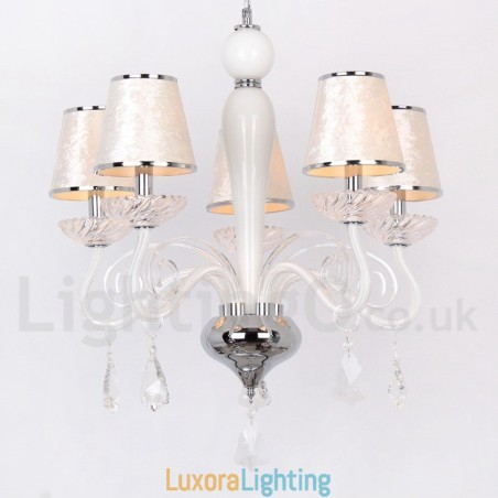 Designer Touch Decorative 5 Light White Contemporary K9 Crystal Candle Style Chandelier