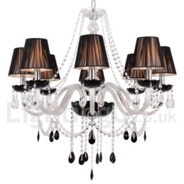 Designer Touch Decorative 8 Light Contemporary Black Brushed K9 Crystal Candle Style Chandelier