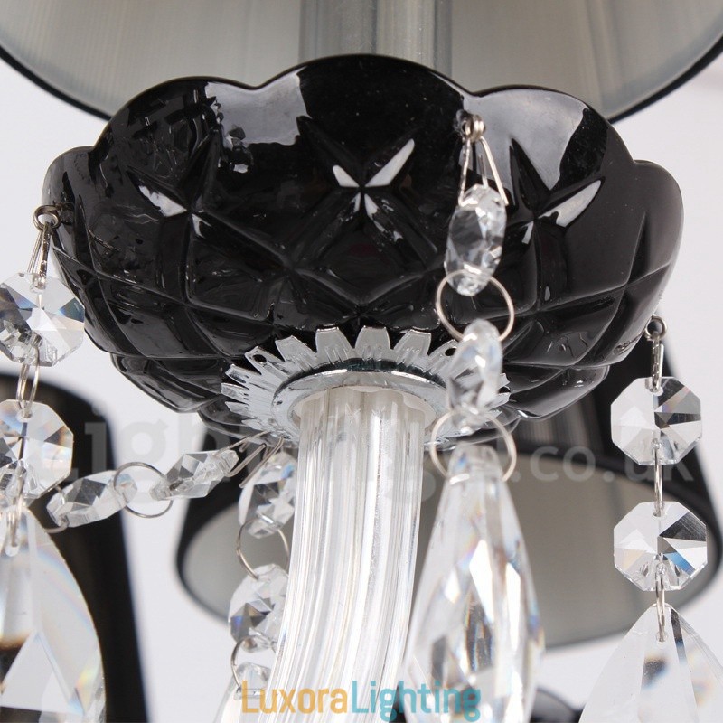 Designer Touch Decorative 8 Light Contemporary Black Brushed K9 Crystal Candle Style Chandelier