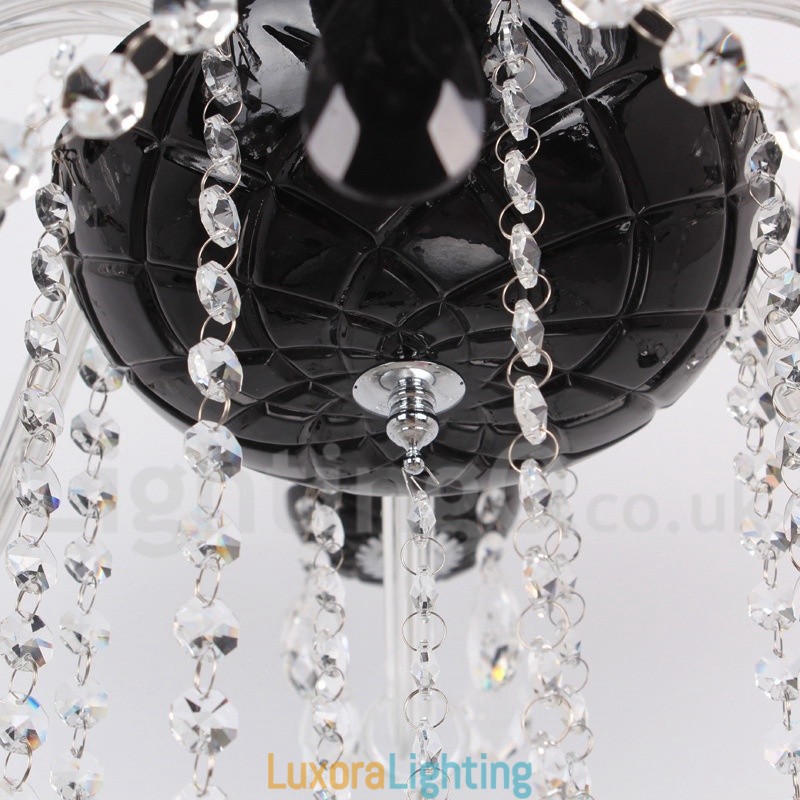 Designer Touch Decorative 8 Light Contemporary Black Brushed K9 Crystal Candle Style Chandelier