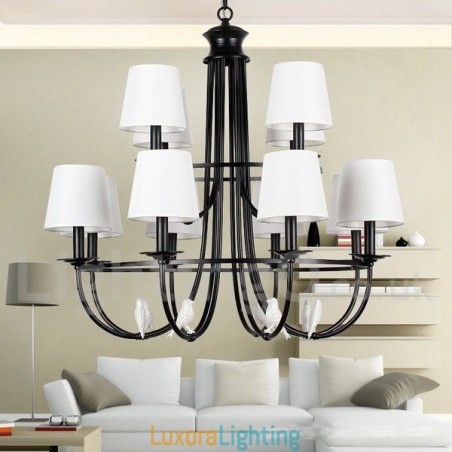 Designer Touch Decorative 12 Light Retro Black Mediterranean Style Rustic Contemporary Candle Style Chandelier