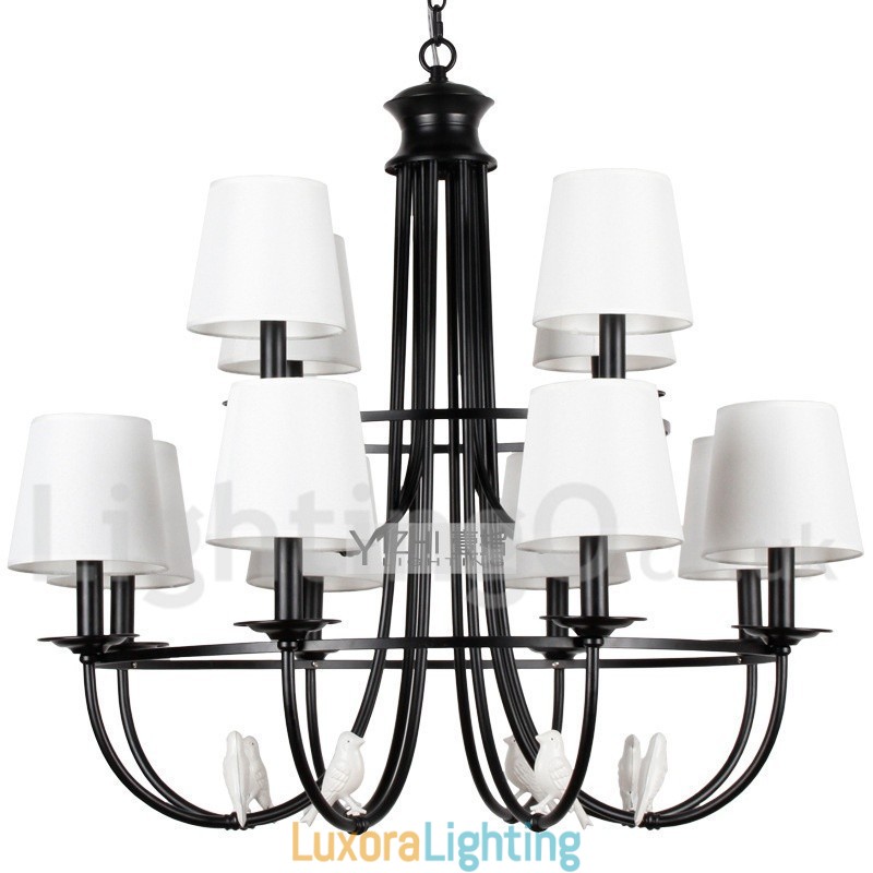 Designer Touch Decorative 12 Light Retro Black Mediterranean Style Rustic Contemporary Candle Style Chandelier