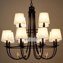 Designer Touch Decorative 12 Light Retro Black Mediterranean Style Rustic Contemporary Candle Style Chandelier