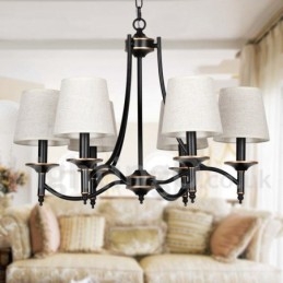 Designer Touch Decorative 6 Light Rustic Retro Black Contemporary Candle Style Chandelier