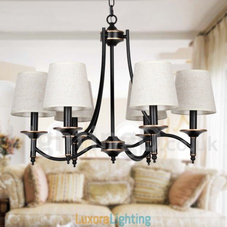 Designer Touch Decorative 6 Light Rustic Retro Black Contemporary Candle Style Chandelier